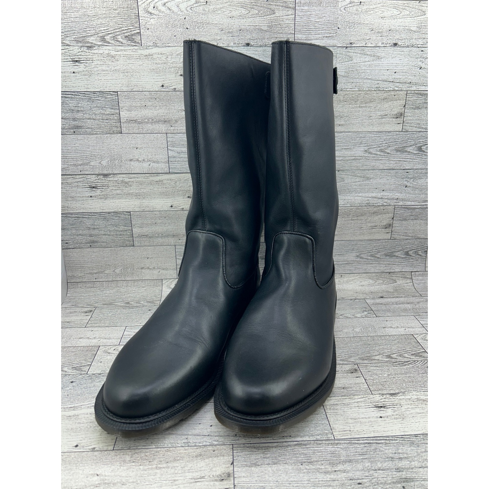 Dr. Martens Samson Black Leather Pull On Mid Calf Boots Back Zipper Mens 12 Us